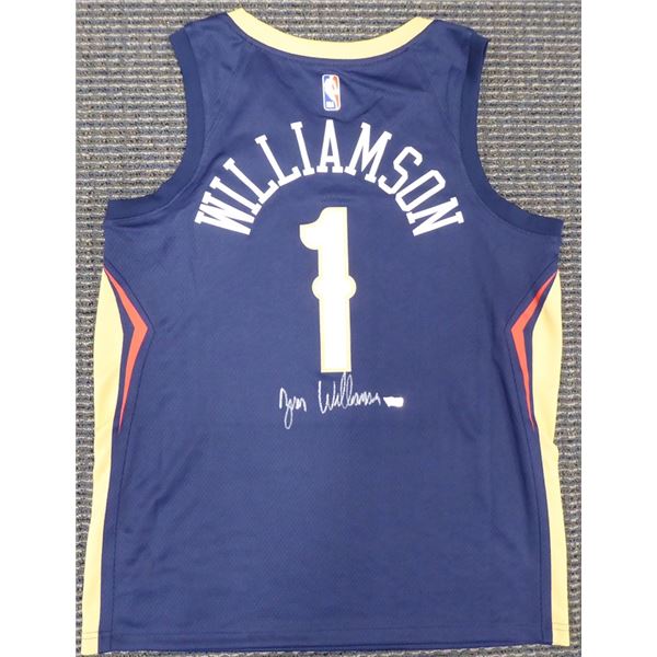 ZION WILLIAMSON SIGNED PELICANS SWINGMAN JERSEY ( FANATICS COA)