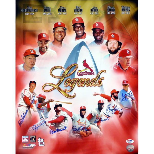 ST LOUIS CARDINALS LEGENDS 16 X 20 SIGNED BY 7 ( PSA COA)