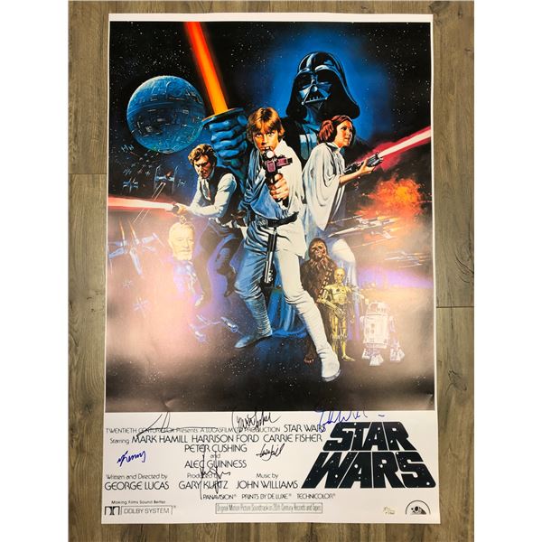 STAR WARS MULTI SIGNED 24 X 36 MOVIE POSTER ( RA COA)