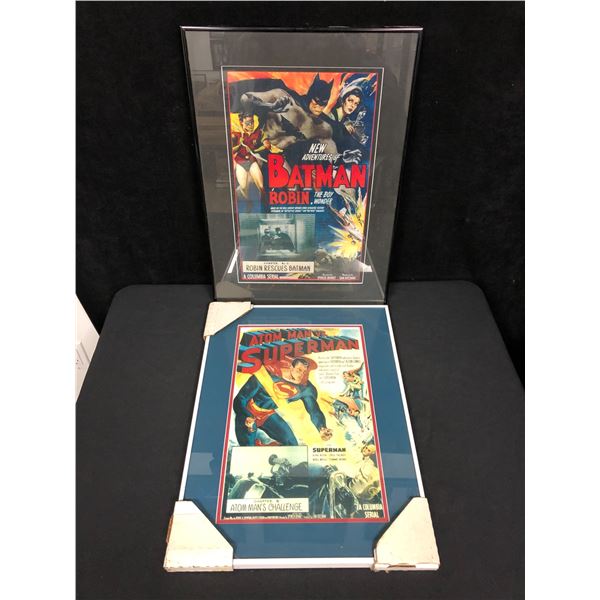 LOT OF 2 FRAMED 14 X 18 VINTAGE POSTERS ( BATMAN/ SUPERMAN)