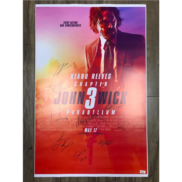 JOHN WICK CHAPETER 3 CAST SIGNED 24 X 36 POSTER ( RA COA)