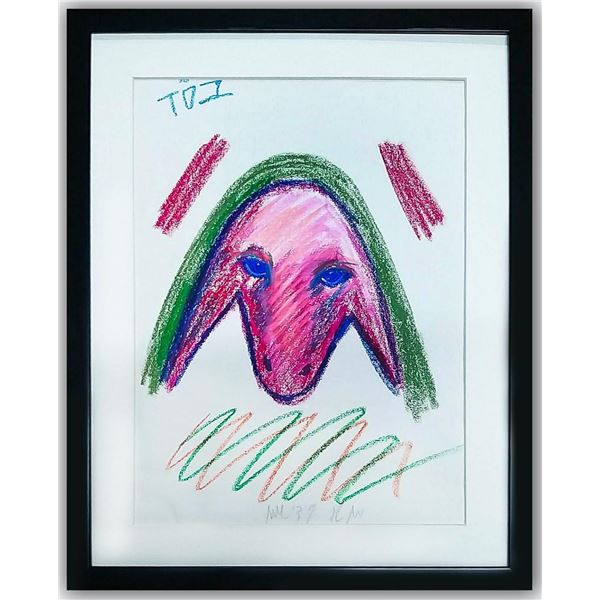 Menashe Kadishman- Pastel on Paper "Untitled"