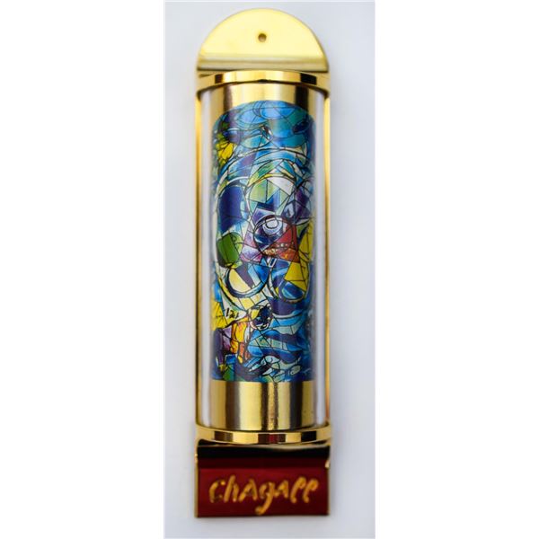 Marc Chagall - Mezuzah - silkscreen on 24K gold plated bronze "12 Tribes Hadassah Windows - Benjamin