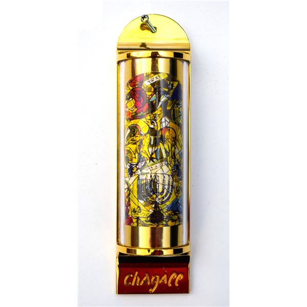 Marc Chagall - Mezuzah - silkscreen on 24K gold plated bronze "12 Tribes Hadassah Windows - Asher"