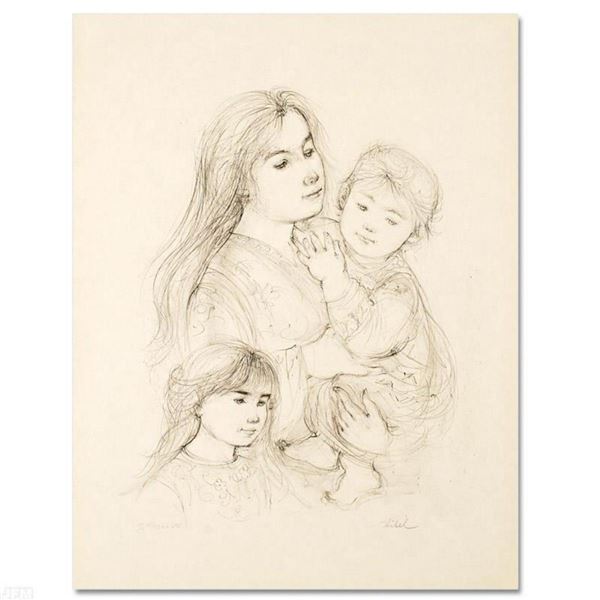  Robert with Mother and Sister  Limited Edition Lithograph by Edna Hibel (1917-2014), Numbered and H