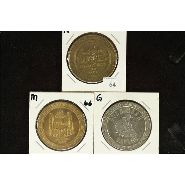 3-$1 GAMING TOKENS CARSON CITY NUGGET 1965,