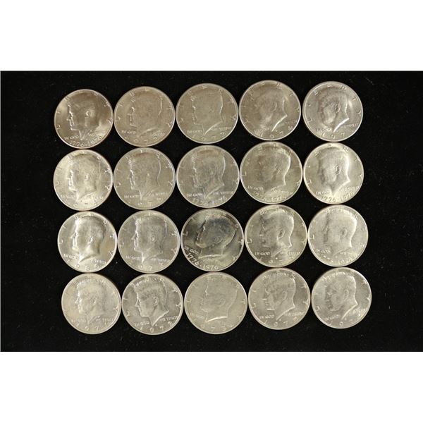20 ASSORTED KENNEDY HALF DOLLARS
