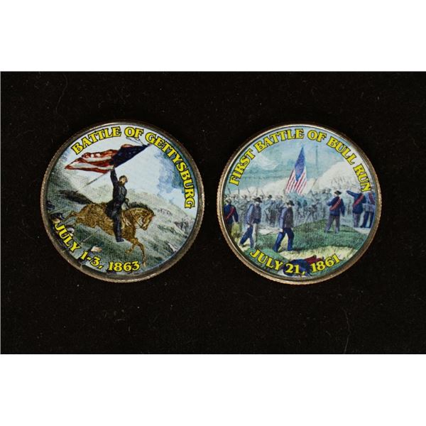 2 COLORIZED KENNEDY HALF DOLLARS, CIVIL WAR