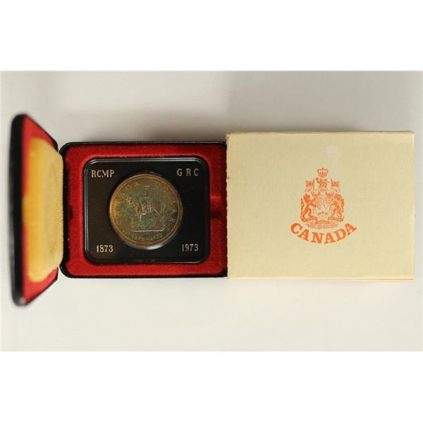 1973 CANADA RCMP TONED PROOF SILVER DOLLAR