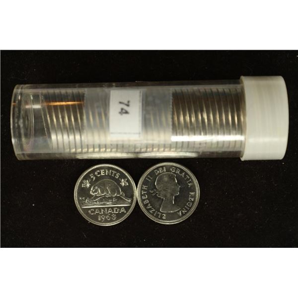 ROLL OF 40-CANADA 1963 FIVE CENTS ALL AU / BU'S