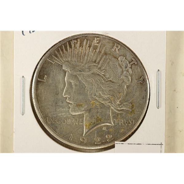1922-S PEACE SILVER DOLLAR OBV. SCRATCHES &