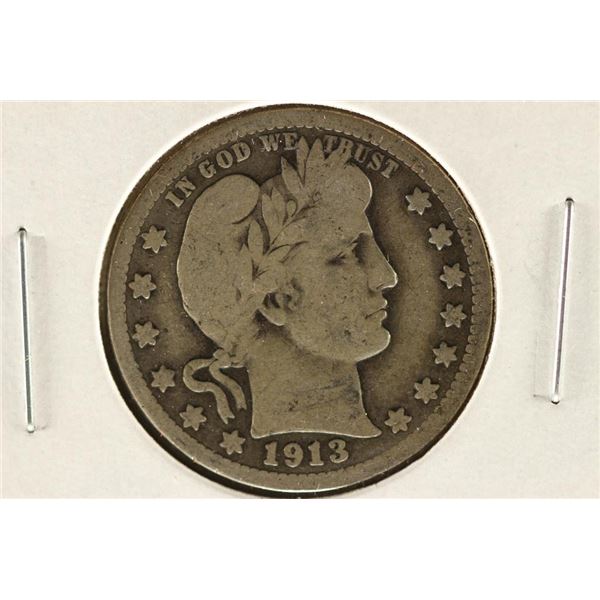 1913-D BARBER QUARTER VERY GOOD