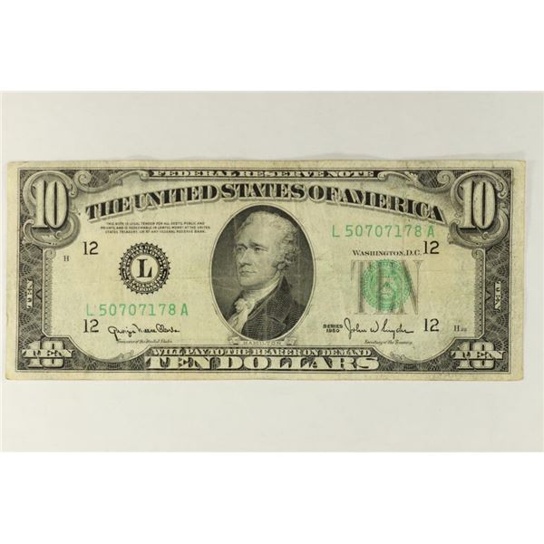 1950 $10 FEDERAL RESERVE NOTE GREEN SEAL