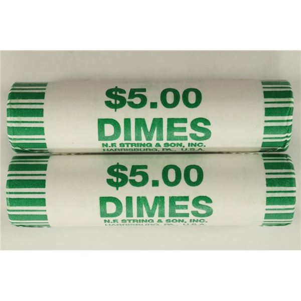 2-$5 ROLLS OF 2009-D ROOSEVELT DIMES BRILLIANT UNC