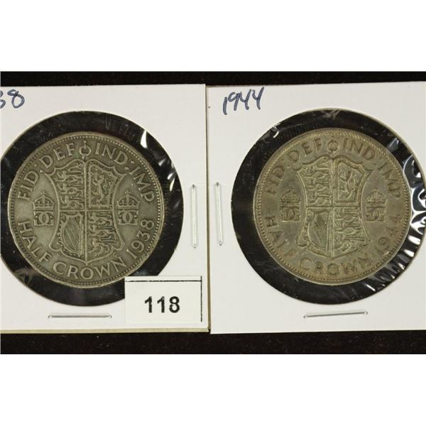 1938 & 1944 GREAT BRITAIN SILVER HALF CROWNS