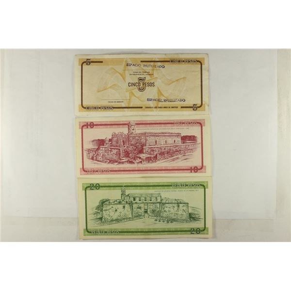 CUBA 5,10 & 20 PESOS FOREIGN EXCHANGE CERTIFICATES