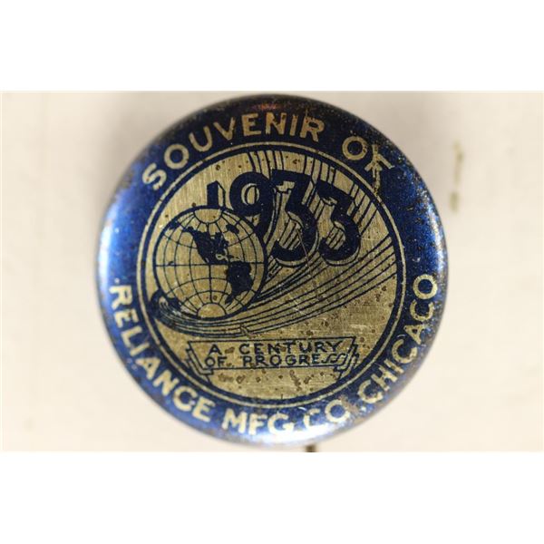 1933 1'' BUTTON / PIN BACK FROM CHICAGO WORLD'S