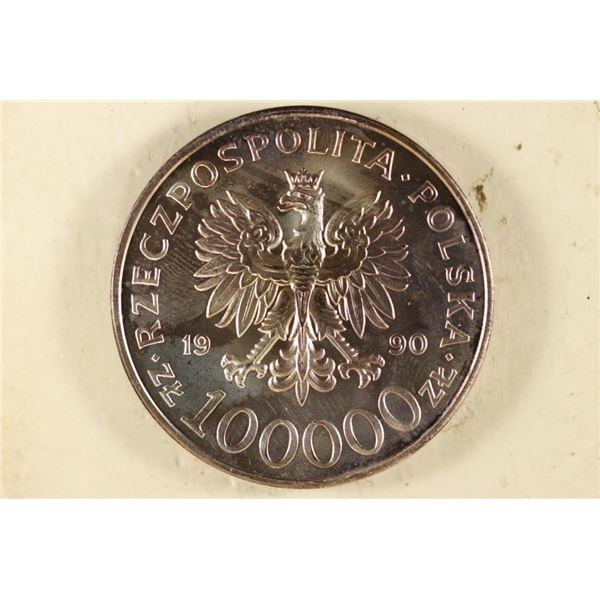 1990 POLAND SILVER 100,000 ZLOTYCH