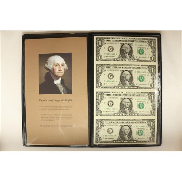 UNCUT SHEET OF 4-2003-A $1 FRN'S CRISP UNC