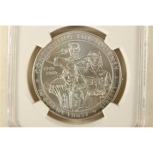 2010-P BOY SCOUTS SILVER DOLLAR NGC MS70