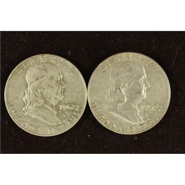 1962-D & 1963-D FRANKLIN SILVER HALF DOLLARS
