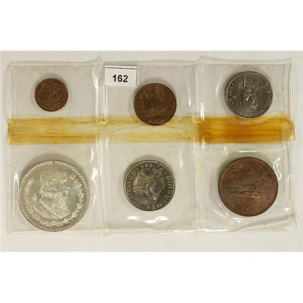 1964 MEXICO 6 COIN MINT SET WITH .100 SILVER PESO