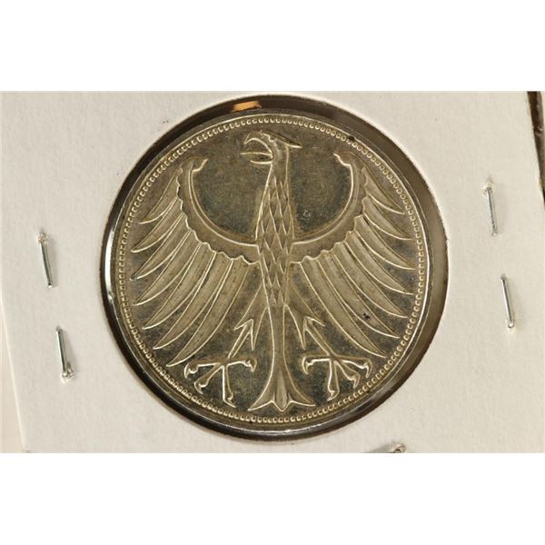 1969-G GERMAN SILVER 5 MARKS BRILLIANT UNC