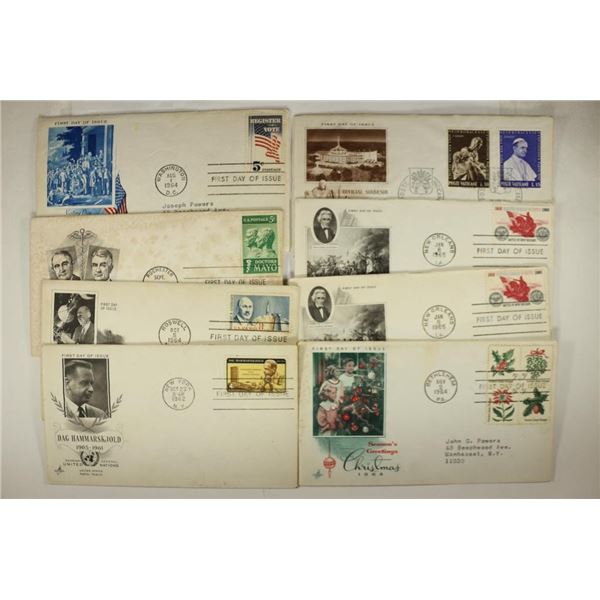 8 ASSORTED 1962-1965 1ST DAY COVERS VINTAGE