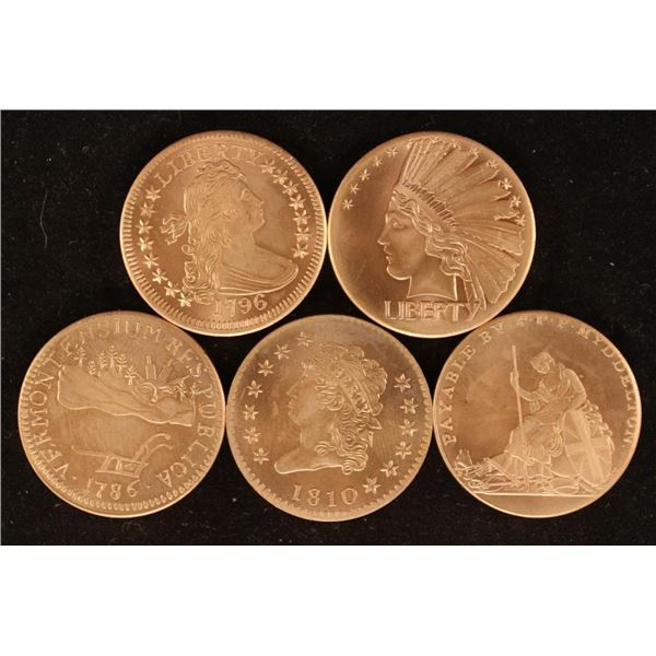 5 PATRICK MINT 1/2 OZ. .999 COPPER ROUNDS BU