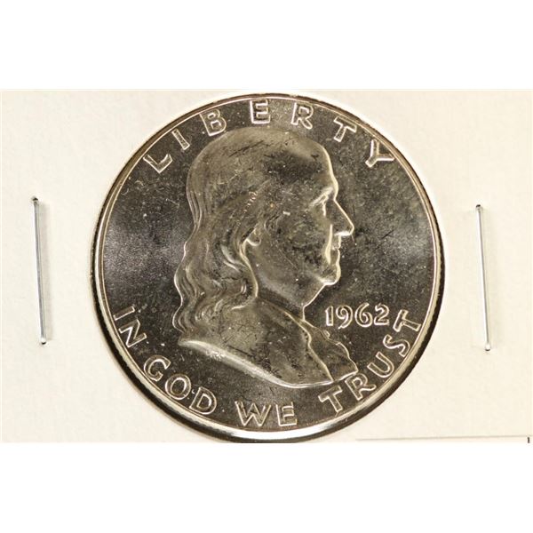 1962 SILVER FRANKLIN HALF DOLLAR BRILLIANT UNC