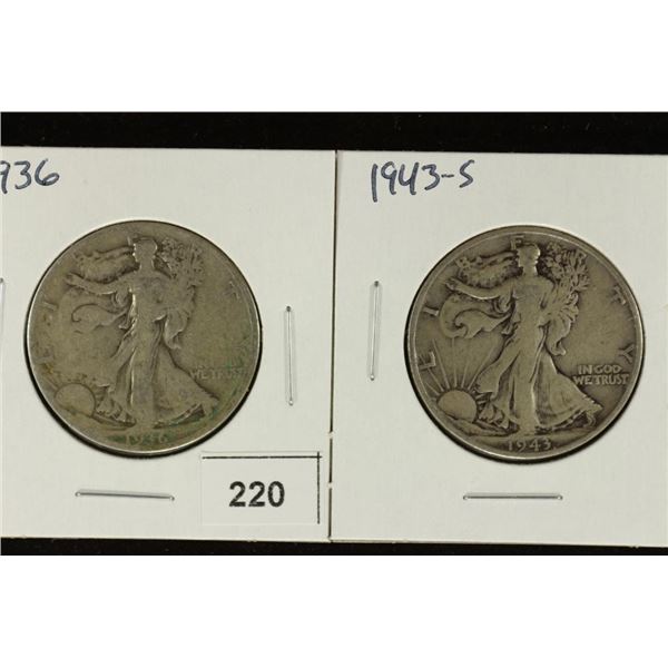 1936 & 1943-S WALKING LIBERTY HALF DOLLARS