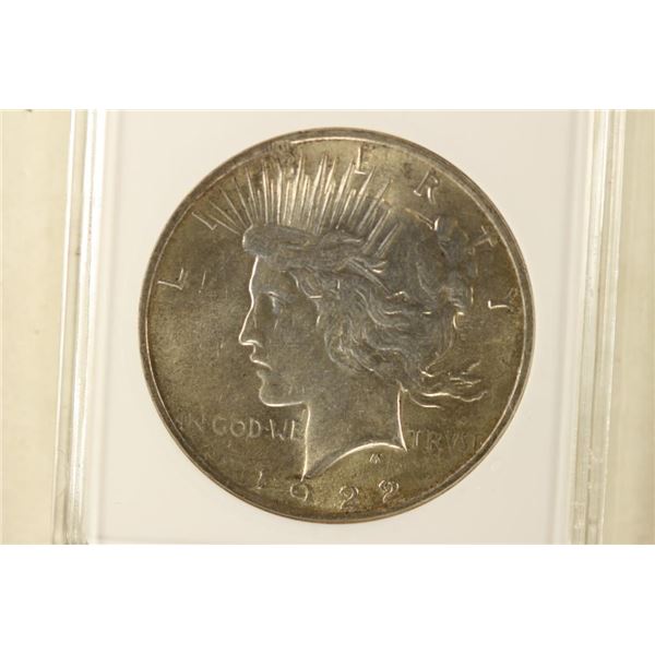 1922 PEACE SILVER DOLLAR ANACS AU58