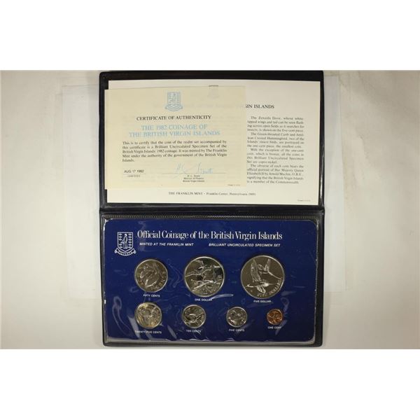 1982 BRITISH VIRGIN ISLANDS 7 COIN BRILLIANT UNC