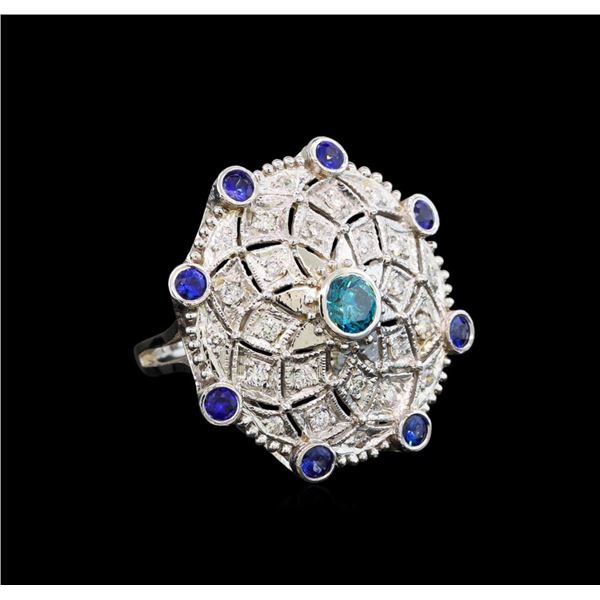 14KT White Gold 0.56 ctw Tanzanite and Diamond Ring