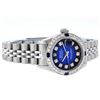 Image 3 : Rolex Ladies Stainless Steel Blue Vignette Diamond & Sapphire Datejust Wriswatch
