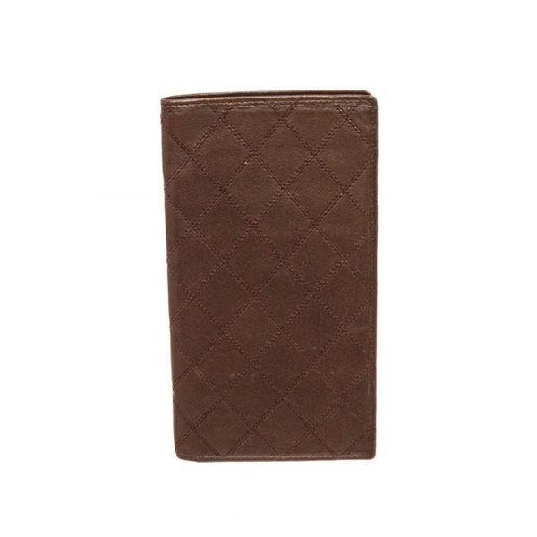 Chanel Brown Leather Stitch Long Wallet
