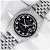 Image 3 : Rolex Mens 36 Stainless Steel Black String Diamond 36MM Oyster Perpetaul Datejus