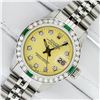 Image 1 : Rolex Ladies Stainless Steel Yellow Diamond & Emerald Oyster Perpetual Datejust