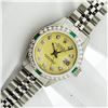 Image 2 : Rolex Ladies Stainless Steel Yellow Diamond & Emerald Oyster Perpetual Datejust