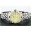 Image 4 : Rolex Ladies Stainless Steel Yellow Diamond & Emerald Oyster Perpetual Datejust