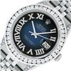 Image 2 : Rolex Mens Stainless Steel Blue Vignette Roman 3 ctw Diamond Datejust Wristwatch