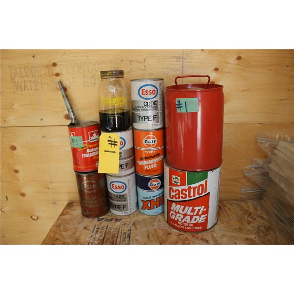 8 - OIL CANS, BASLEAK JAR, 1 GAL GAS CAN