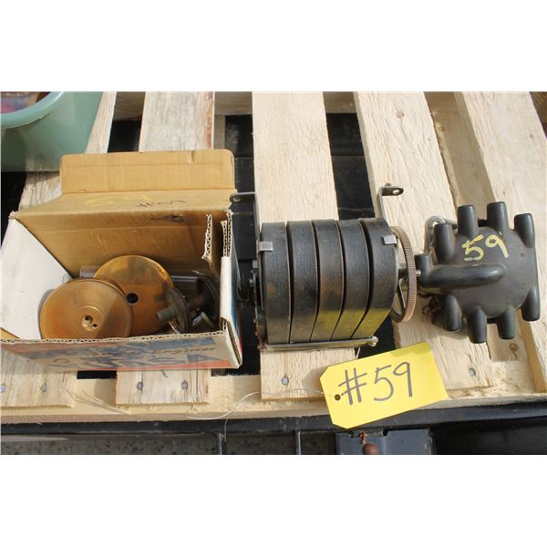 DISTRIBUTOR, TELEPHONE CHARGER,1 BOX of OILER PARTS