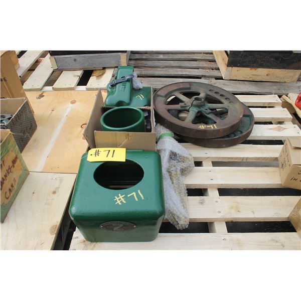 PARTS FOR FAIRBANKS MORSE 3 HP ENGINES, CARB,HOPPER, FLY WHEELS, ADDITIONAL  MISC PARTS