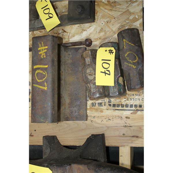 3 - SLEDGEHAMMER HEADS, 1 - ANVIL