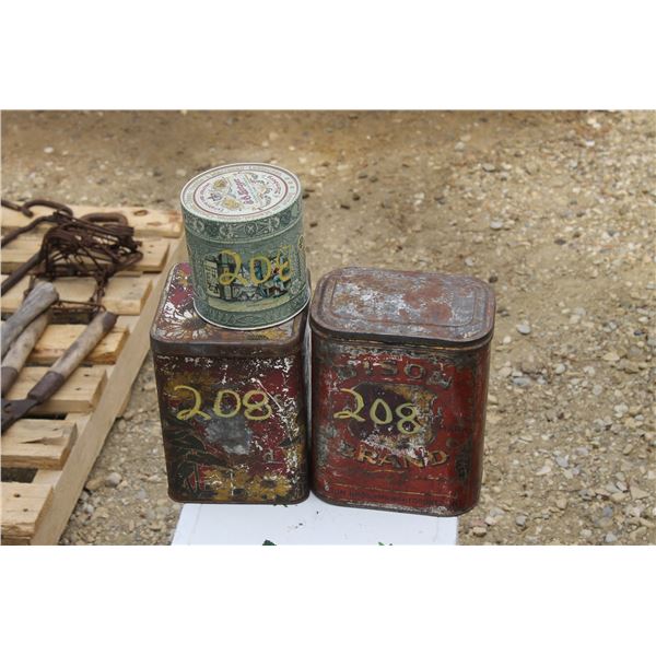 1 - BISON BRAND TIN DALTON BROS., TORONTO (1834),1 - SO METZGER CHOCOLATE TIN, NURNBERG, GERM.,1- OT