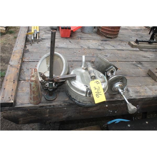 2 - LIGHTS, OLD SAVOY KETTLE, COW BELL, VOLKSWAGEN JACK