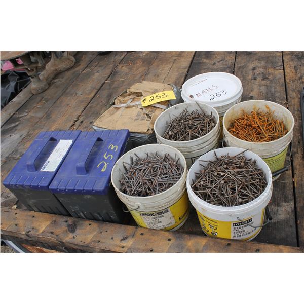 8 - PAILS/TOTES OF NAILS