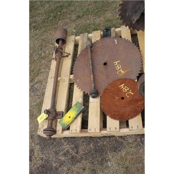 1 - SAW MANDREL W/WEIGHT, 2 - BLADES & MISC.