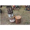 Image 1 : 1 - TIN BARREL, 1 - GAS TANK, 1- WOODEN KEG